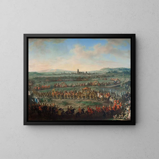 Emperor Francis I Entry, Étienne and his son Joseph II in Frankfurt on March 29, 1764 - Johann Dallinger von Dalling — framed artwork on a wall