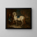 Master of stables with a gray horse - Johann Elias Ridinger — framed artwork on a wall