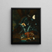 Nature morte au sol forestier avec des escargots, un lézard, une sauterelle, des papillons de nuit et un serpent - Johann Falch — framed artwork on a wall