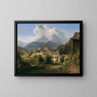 Berchtesgaden avec le Watzmann - Johann Fischbach — framed artwork on a wall