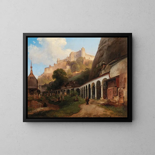 View of the Saint-Pierre Cemetery in Salzburg - Johann Fischbach — framed artwork on a wall