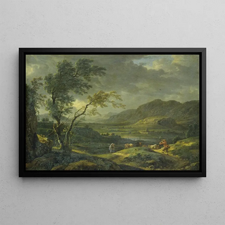 Landscape painting after a storm - Johann Franz Ermels — framed artwork on a wall
