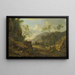 Landscape painting of rocky terrain in evening light - Johann Franz Ermels — framed artwork on a wall