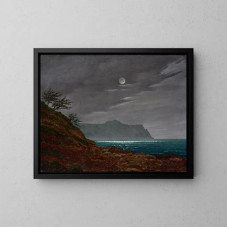 Night of Moonlight over Rgen - Johann Friedrich Boeck — framed artwork on a wall