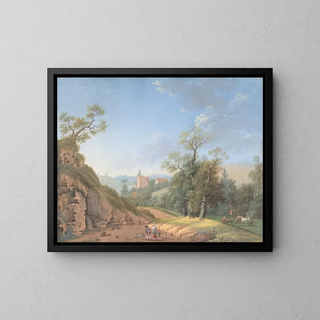 Family of peasants in a landscape - Johann Friedrich Nagel — framed artwork on a wall