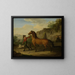 a painting of a stable hand leading a stallion to the manger - Johann Georg Pforr — framed artwork on a wall