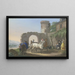 a seated knight with his wife and son in front of his house, being presented a white horse - Johann Georg Pforr — framed artwork on a wall