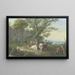 Herd standing under an oak tree, on the right shepherd and shepherdess having their meal and view in the distance - Johann Georg Pforr — framed artwork on a wall