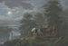 Landscape painting in moonlight near a river shepherd and shepherdess leading the livestock to the farm - Johann Georg Pforr — artwork view