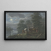 Landscape painting in moonlight near a river shepherd and shepherdess leading the livestock to the farm - Johann Georg Pforr — framed artwork on a wall