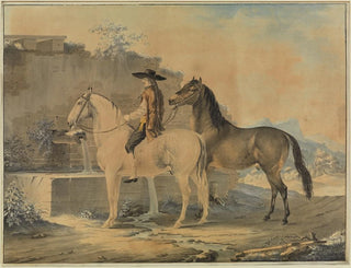 Cavalier with Two Horses at the Well - Johann Georg Pforr — artwork view
