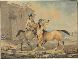 Turkish Painting with two horses in front of a castle ruin - Johann Georg Pforr — artwork view