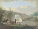 Bétail avec deux bergers traversant un pont de pierre à la nage - Johann Georg Pforr — artwork view