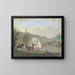 Bétail avec deux bergers traversant un pont de pierre à la nage - Johann Georg Pforr — framed artwork on a wall