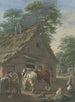 Two farm horses in front of an inn under the trees - Johann Georg Pforr — artwork view