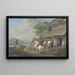 Two horsemen with a pack horse stop in front of a farm - Johann Georg Pforr — framed artwork on a wall