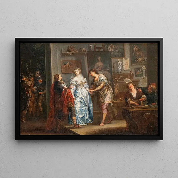 Alexandre remettant Kampaspe au peintre Apelle - Johann Georg Platzer — framed artwork on a wall