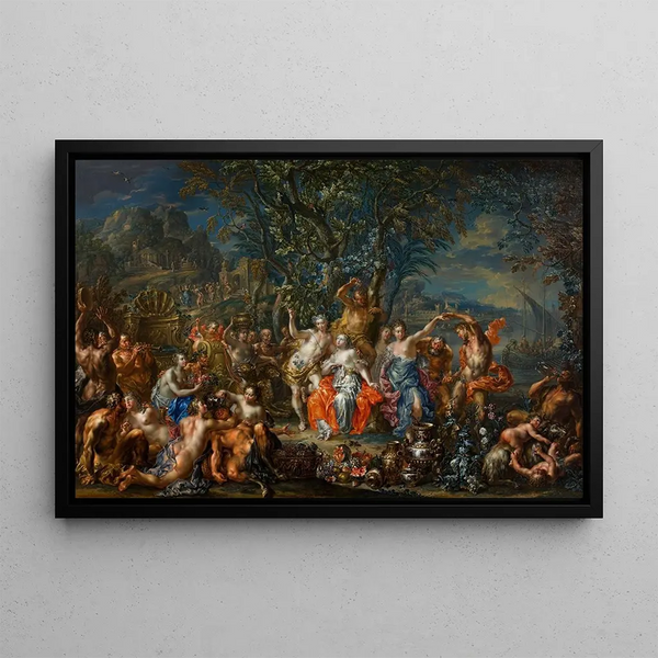 Bacchus and Ariadne - Johann Georg Platzer — framed artwork on a wall