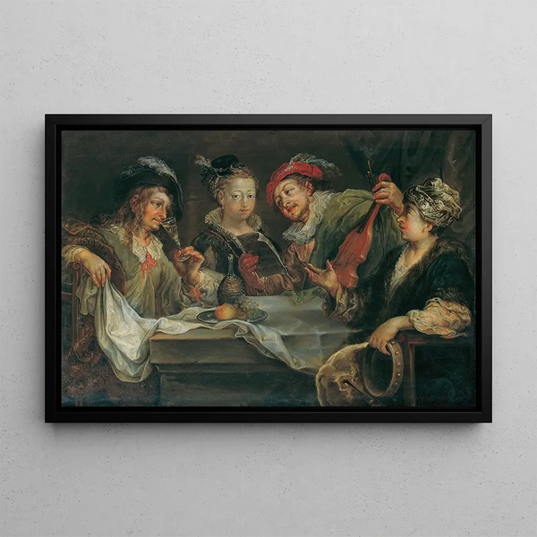 Entertainment after the meal - Johann Georg Platzer — framed artwork on a wall