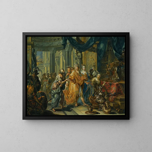 Croesus and Solon - Johann Georg Platzer — framed artwork on a wall