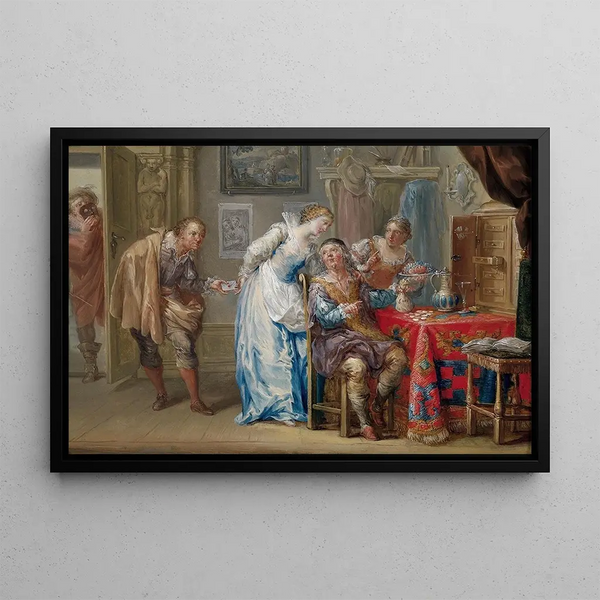 The Love Letter - Johann Georg Platzer — framed artwork on a wall