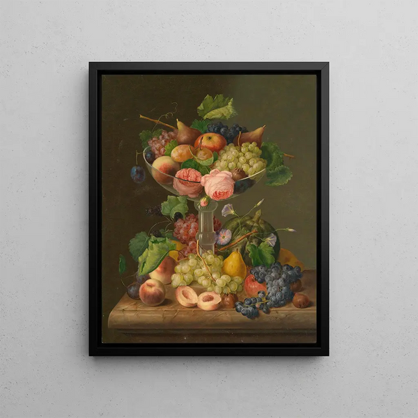 Fruit Still Life Painting - Johann Georg Seitz — framed artwork on a wall