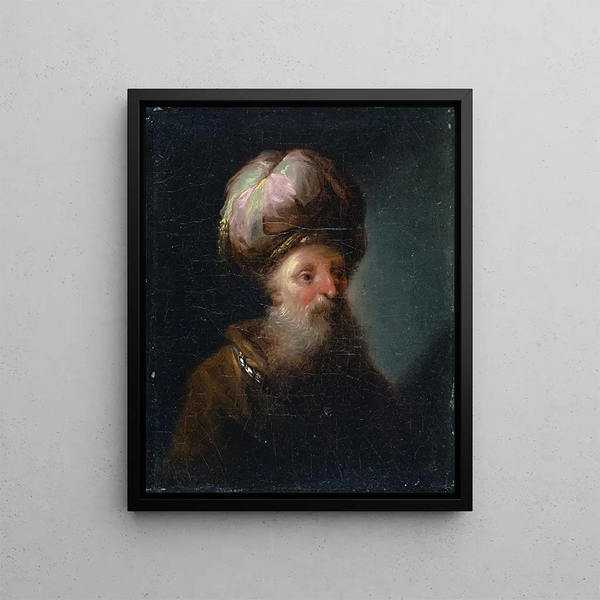 Study of an Oriental man's head half-profile turned to the right - Johann Georg Trautmann — framed artwork on a wall