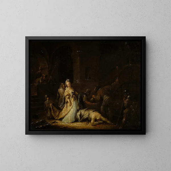 The Beheading of Saint John the Baptist - Johann Georg Trautmann — framed artwork on a wall