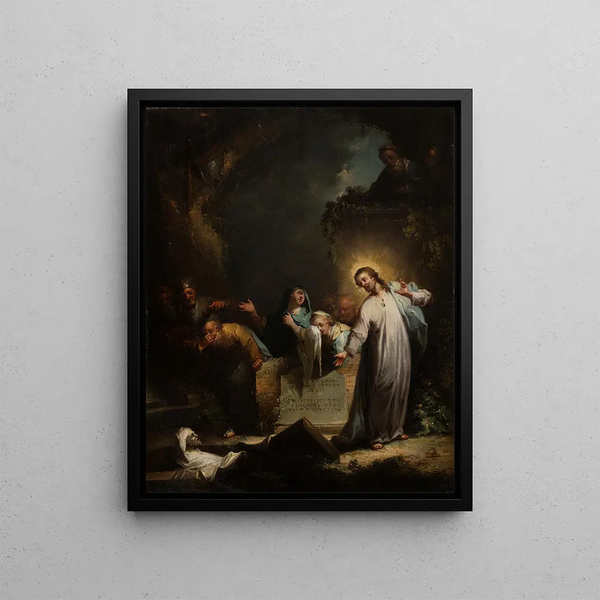 The resurrection of Lazarus - Johann Georg Trautmann — framed artwork on a wall