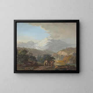 View of Mont Blanc in the Salenges Valley - Johann Georg Volmar — framed artwork on a wall
