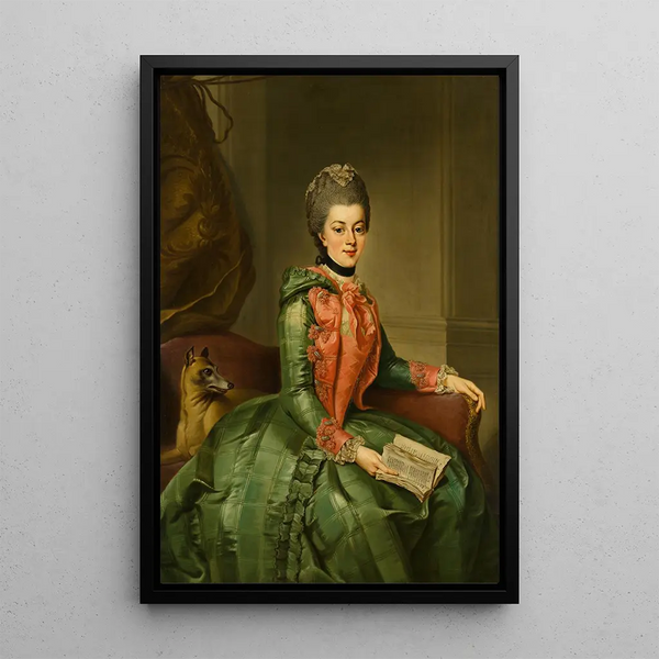 Portrait painting of Princess Frédérika Sophie Wilhelmine - Johann Georg Ziesenis — framed artwork on a wall