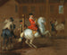a rider on a gray horse in a riding school - Johann Georg de Hamilton — artwork view