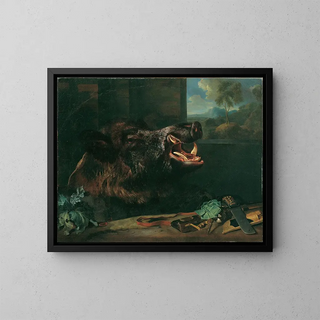 Still life of boars - Johann Georg de Hamilton — framed artwork on a wall
