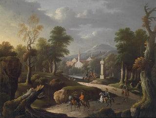 Mountain landscape with travelers - Johann Georg von Bemmel — artwork view