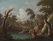 Mountainous landscape painting with cattle drinking - Johann Georg von Bemmel — artwork view
