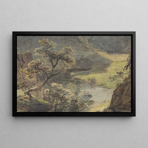 River landscape painting - Johann Georg von Dillis — framed artwork on a wall