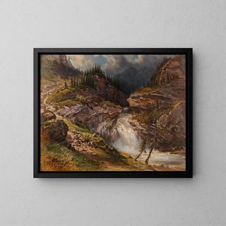 Bergère au bord de la cascade de Golling - Giovanni Battista Varano — framed artwork on a wall