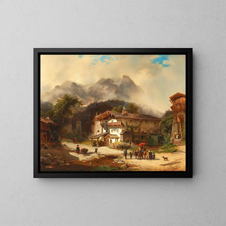 Visit to the Countryside - Johann Gottfried Pulian — framed artwork on a wall