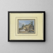 Watermill painting with a peasant, a donkey, and a dog - Johann Gottlieb Hackert — framed artwork on a wall