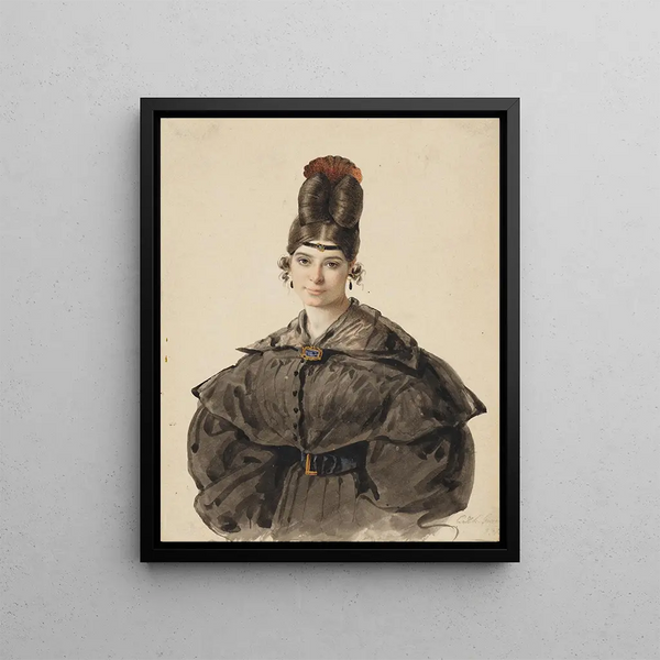 Anna Appenzeller, the artist's first wife, in half-figure - Johann Grund — framed artwork on a wall