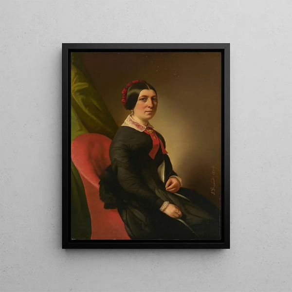 Portrait of a seated lady - Johann Grund — framed artwork on a wall