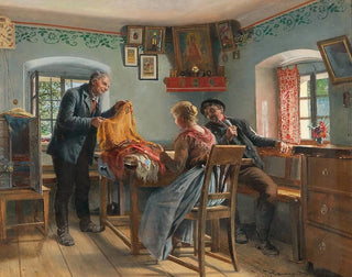 Choosing new shawls at home - Johann Hamza — artwork view