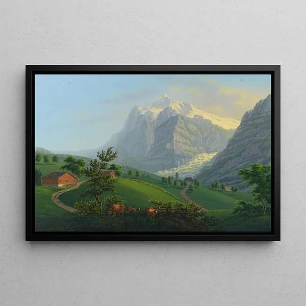 The Wetterhorn in Grindelwald - Johann Heinrich Bleuler the Younger — framed artwork on a wall