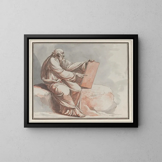 Un prophète assis sur un rocher - Johann Heinrich Lips — framed artwork on a wall