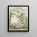 Landscape painting with a waterfall and a church in the distance - Johann Heinrich Müntz — framed artwork on a wall