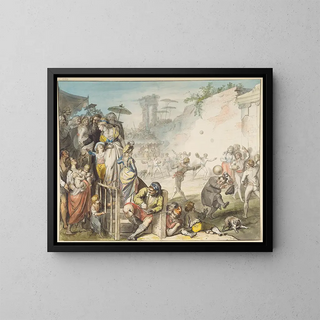 Jeu de balle à Rome - Johann Heinrich Ramberg — framed artwork on a wall