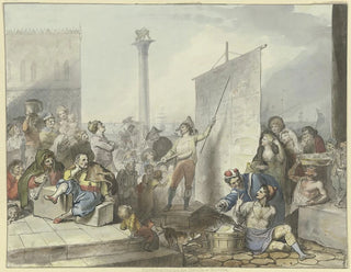 Bâtisseurs sur la Piazetta à Venise - Johann Heinrich Ramberg — artwork view