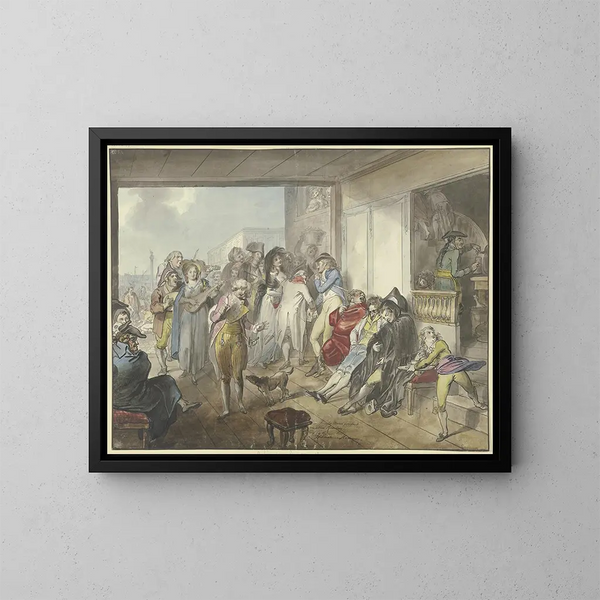 Café sur la Piazetta à Venise - Johann Heinrich Ramberg — framed artwork on a wall