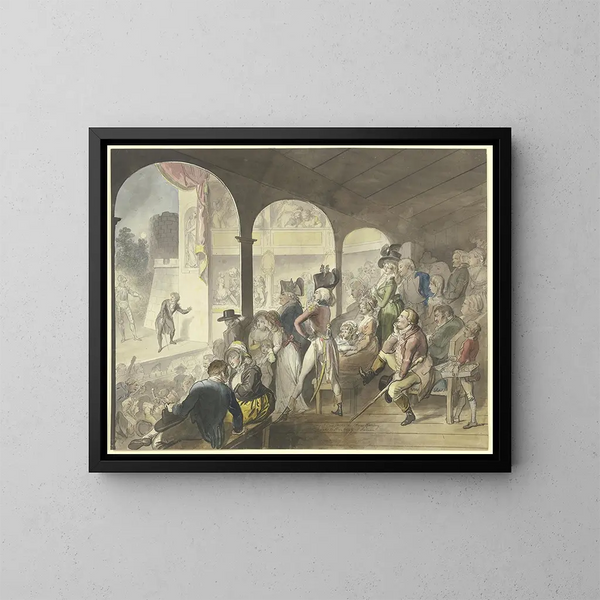 Public Painting of the theater during a performance of Hamlet - Johann Heinrich Ramberg — framed artwork on a wall