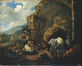 Camp de gitans dans une ruine romaine - Johann Heinrich Roos — artwork view